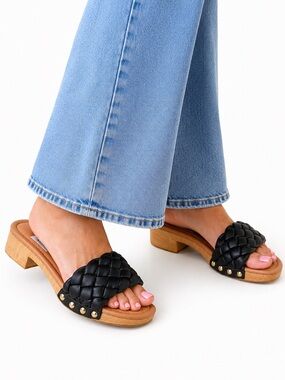 Steve Madden Bennett Wooden Slide Sandals  Clogs Sz 9 Boho Summer Festival Chic